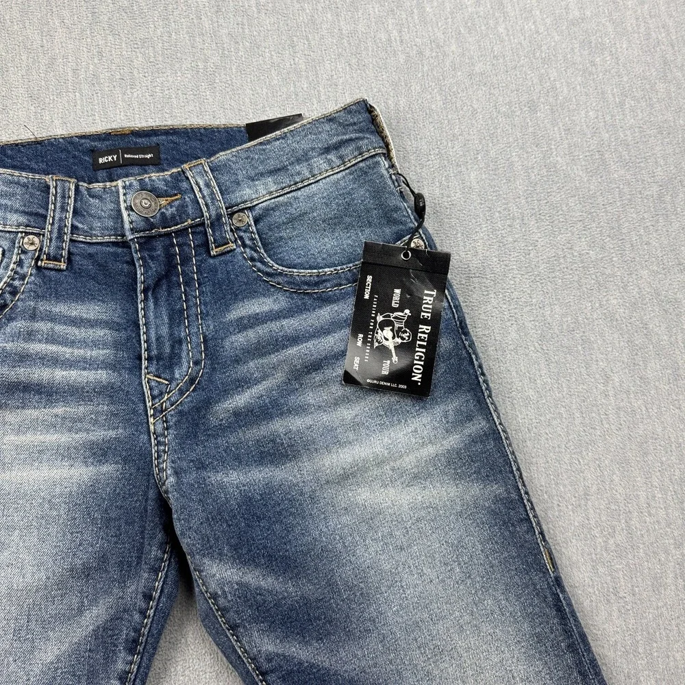 True Religion Jeans Mens 29X33 Blue Ricky Flap Big T Denim Relaxed Straight NWT